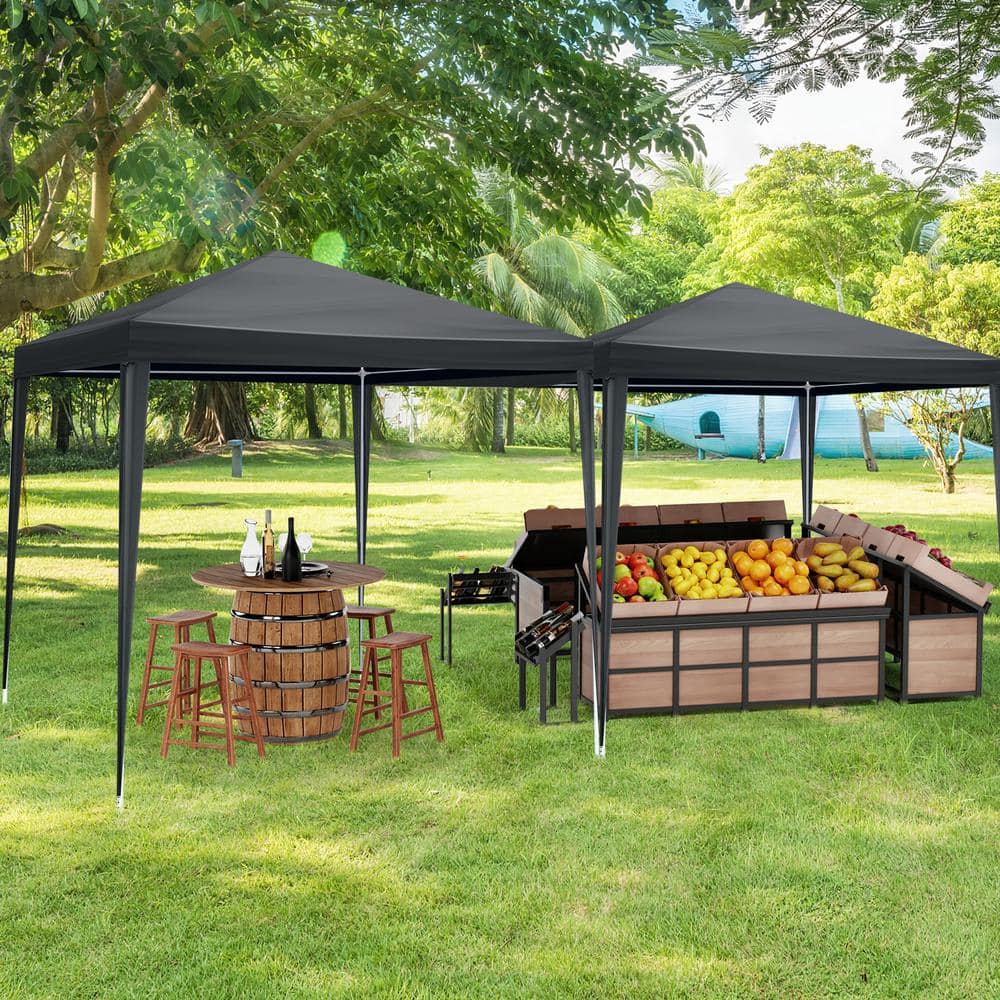 7' x 7' Dark Gray PE Fabric Party Tent with White Frame