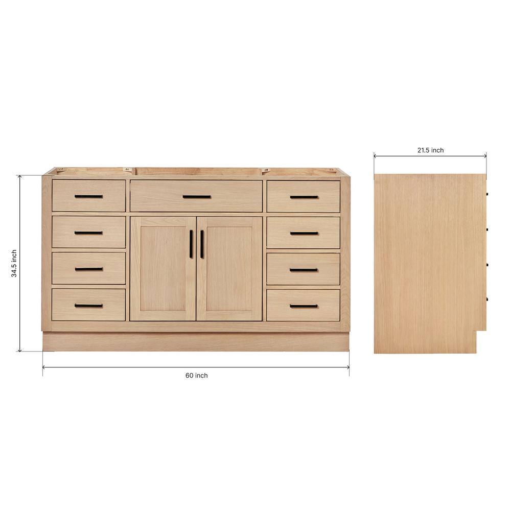 Hepburn 60" Light Oak Freestanding Bathroom Vanity Base