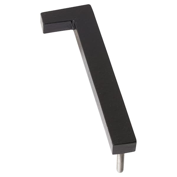 8 in. Black Aluminum Floating or Flat Modern House Number 1