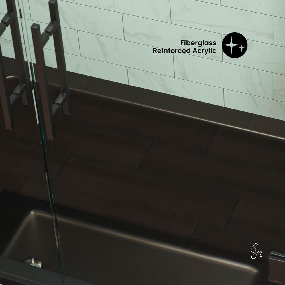 Matte Black Acrylic Drop-In Bathtub with Reversible Drain