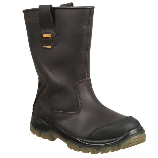 DEWALT Men's Titanium Waterproof Wellington Work Boots - Steel Toe - Buffalo Brown Size 7(W)