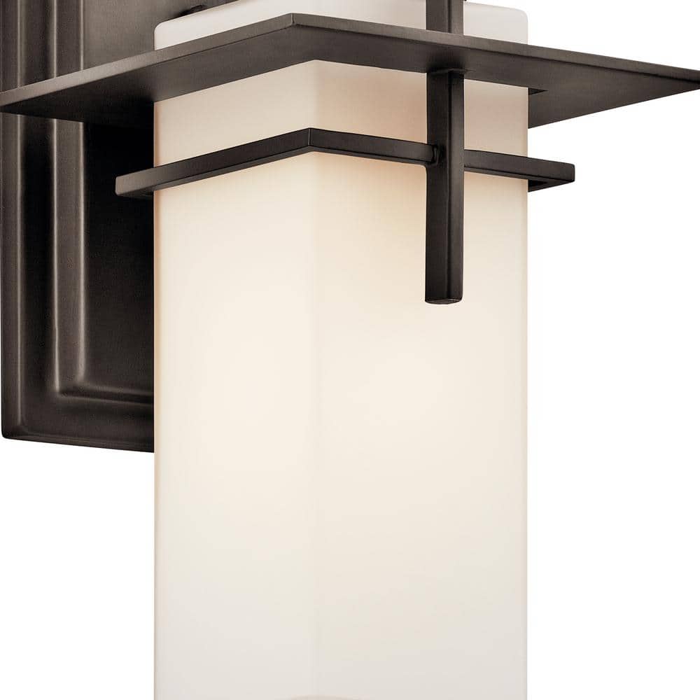 Distressed Bronze 12" Outdoor Wall Lantern with White Shade