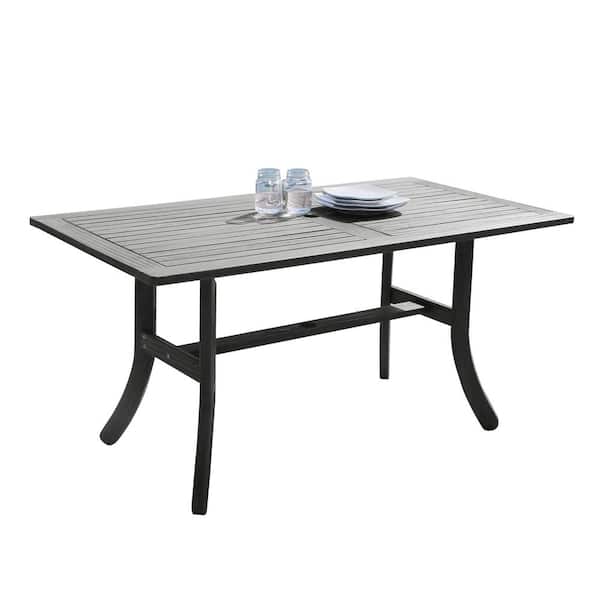Clihome Rectangular Hand-scraped Wood Renaissance Outdoor Patio Dining Table with Curvy Legs