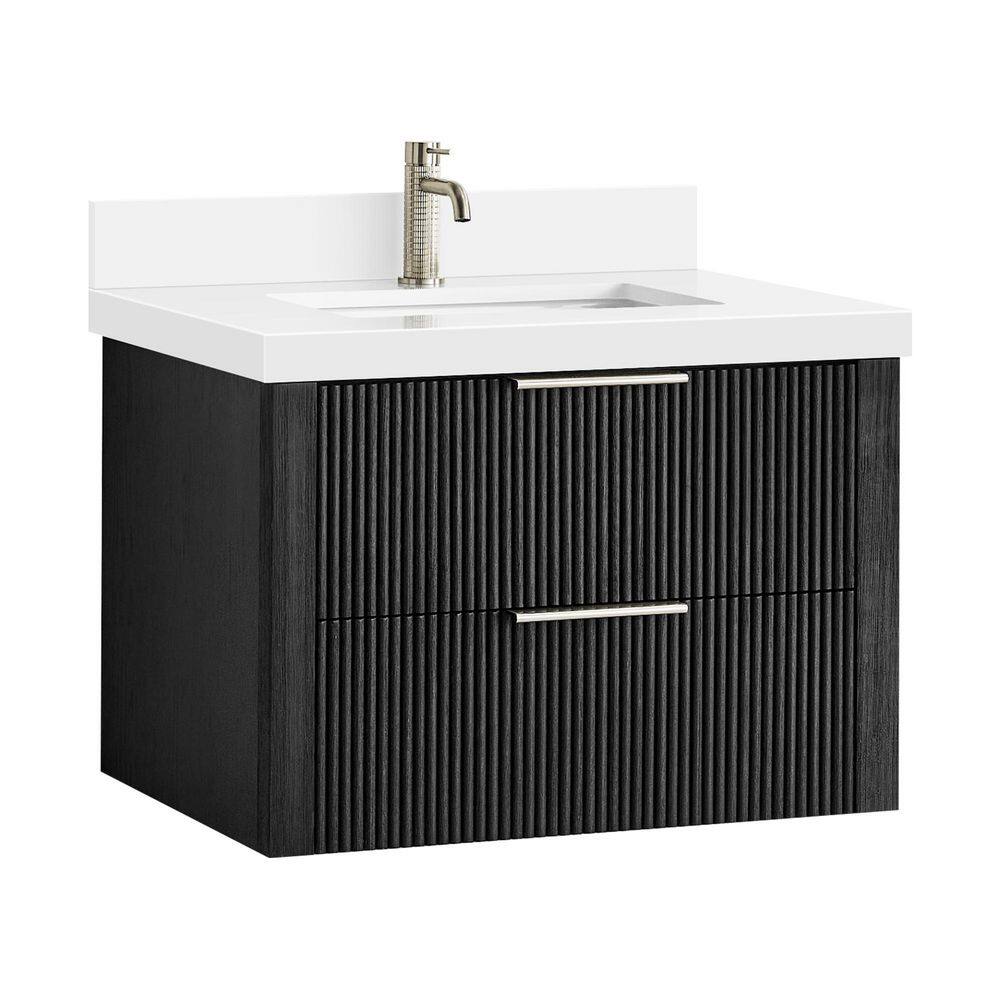 Barcelona 30 in. W x 22 in. D x 21.7 in. H Single Sink Bath Vanity in Oak Weathered Black w/ Pure White Quartz Stone Top price history on PriceWatchPro