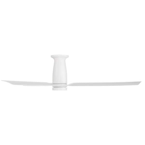 Smooth Flush 52 in. Smart Indoor/Outdoor Matte White Standard Ceiling Fan Selectable CCT Integrated LED Plus Remote