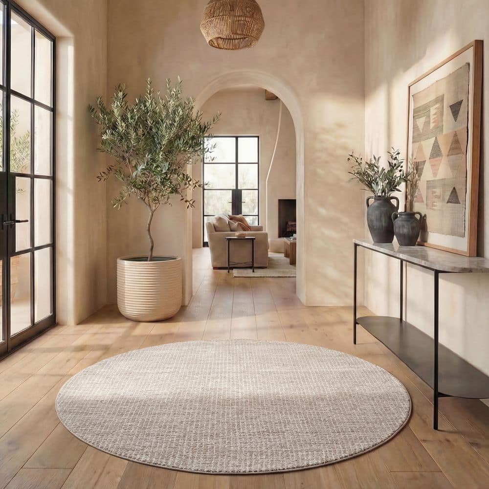 Abstract 10 ft. x 10 ft. Round Ivory/Gray Speckled Area Rug price history on PriceWatchPro