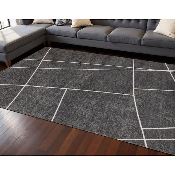 Gray 8 ft. x 11 ft. Woven Abstract Rectangle Indoor Area Rug