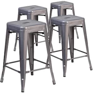 24.25 in. Clear Coated Bar Stool (Set of 4)