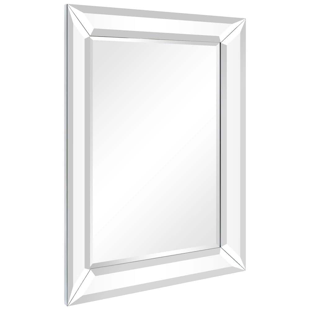 Rectangular Beveled Diamond Silver Framed Wall Mirror 40" x 30"