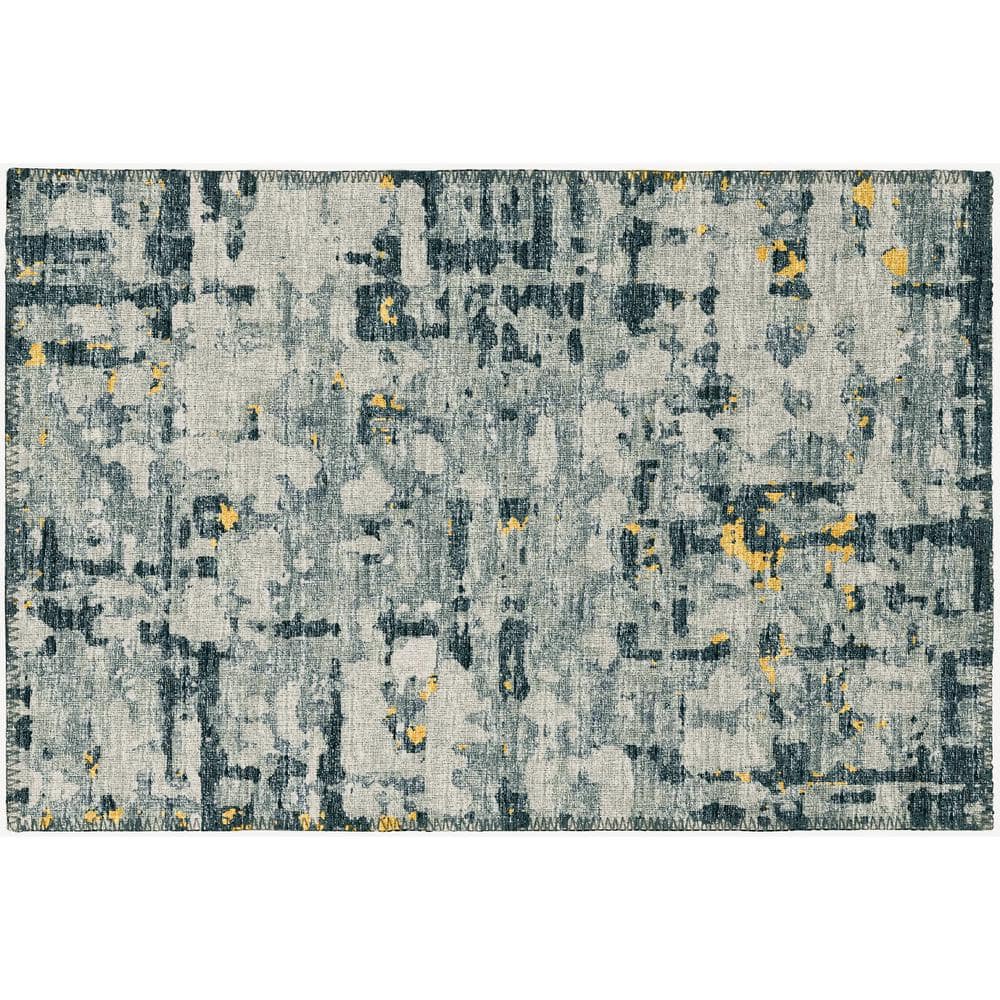 Bravado Gold 1 ft. 8 in. x 2 ft. 6 in. Geometric Indoor/Outdoor Washable Ar