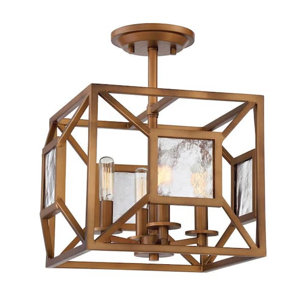 Designers Fountain 14 in. Athina 4-Light Gilded Bronze Ceiling Light Semi Flush Mount