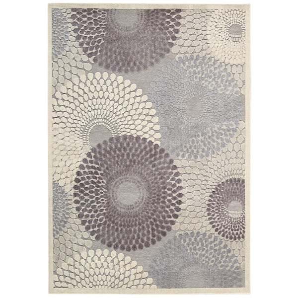 Nourison Graphic Illusions Grey 5 ft. x 7 ft. Geometric Modern Area Rug