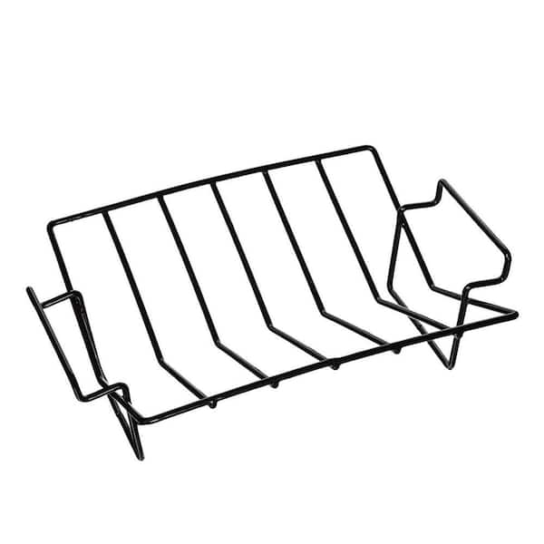 2 in 1 Porcelain Coated Steel BBQ Rib and Turkey Roasting Rack Heavy Duty Dual Purpose for Smoking Grilling