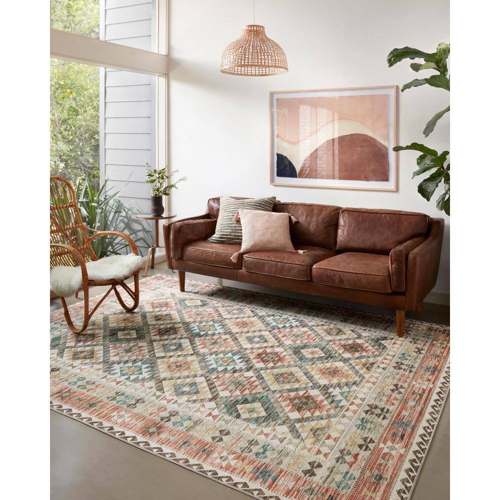 Zion Ivory Multi Southwestern-Inspired Low-Pile Runner Rug, 2'6" x 7'6"