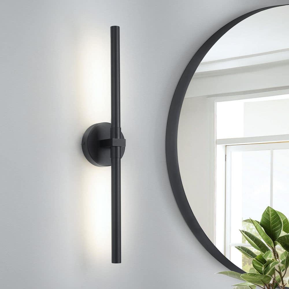 23.44 in. 2-Light Black Integrated LED Bathroom Vanity Light Bar