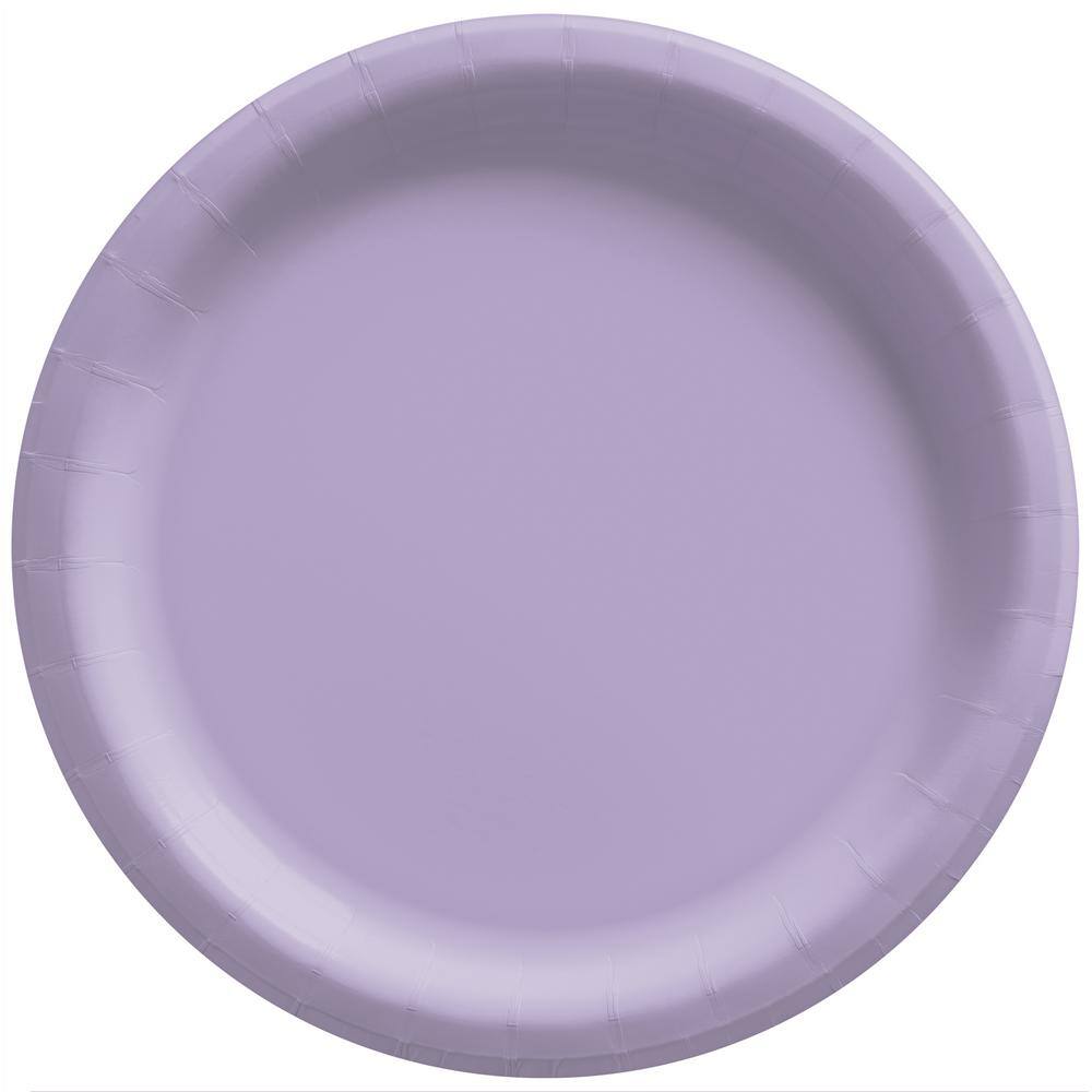 UPC 192937215142 product image for Amscan 8.5 in. Lavender Round Paper Plates (150-Pieces), Purple | upcitemdb.com