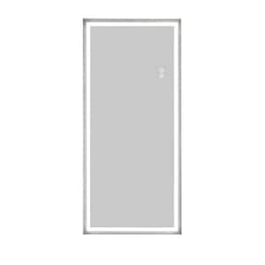 22 in. W x 48 in. H Modern White Solid Frame Full-Length Mirror Glass mirror Aluminum Profile Floor Mounted With LED