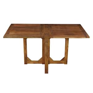 61.5 in. Brown Wood 4 Legs Dining Table Seats 6