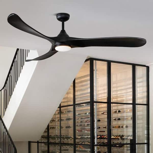 HINKLEY Swell Illuminated 72.0 in. Indoor/Outdoor Integrated LED Matte Black Ceiling Fan with Remote Control