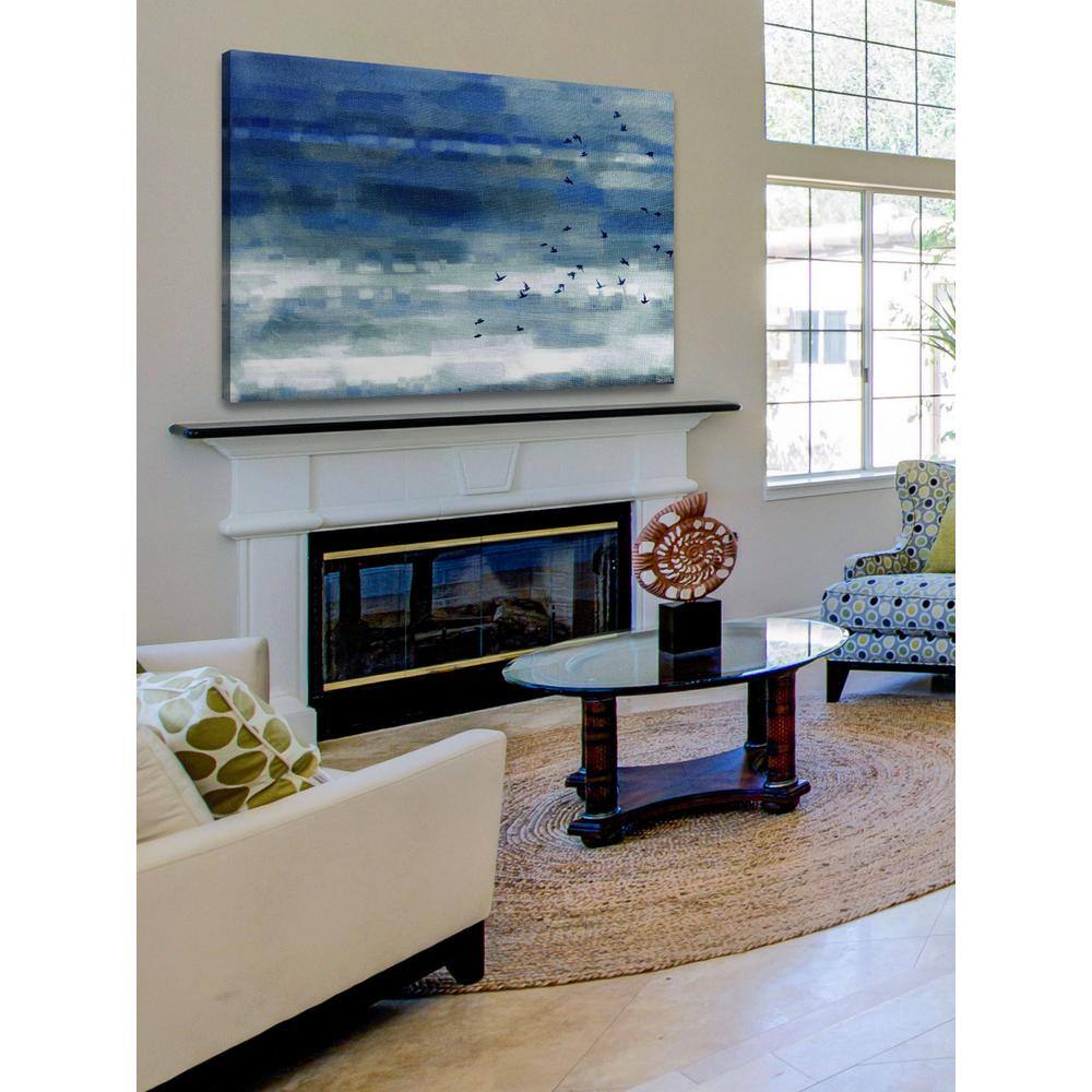 Blue and White Birds in Flight Canvas Wall Art 16" x 24"
