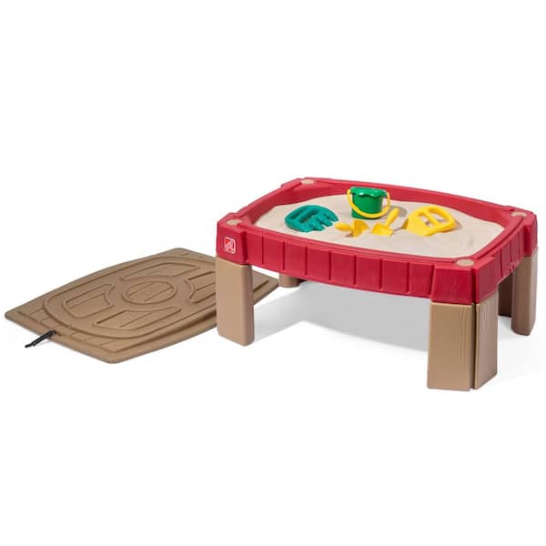 Naturally Playful Sand Table 3 ft. W x 2.2 ft. L Plastic Rectangular Sandbox with Protective Cover and Accessories