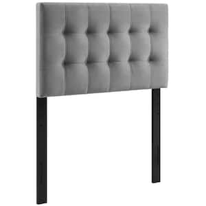 Lily Gray Biscuit Tufted Twin Performance Velvet Headboard