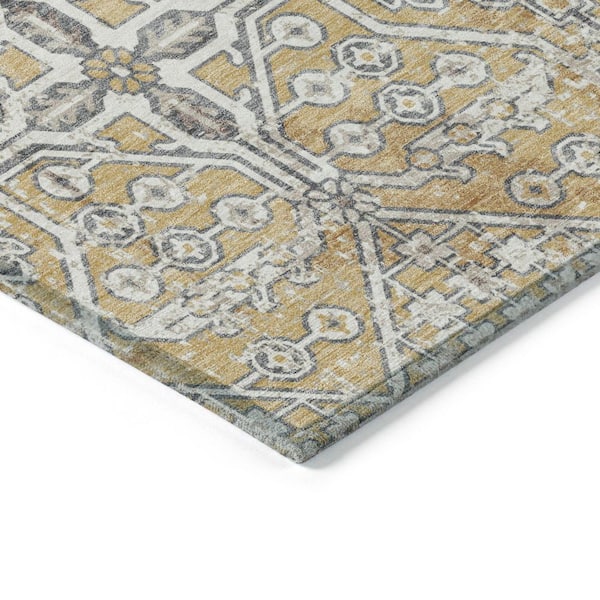 Chantille Machine Washable Indoor/Outdoor Abstract ACN2197 Gold 5 ft. x 7 ft. 6 in. Area Rug