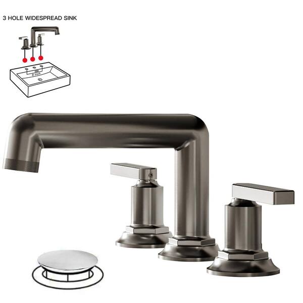 BWE 8 In. Widespread Double Handle Bathroom Faucet 3-Holes Vanity Sink ...