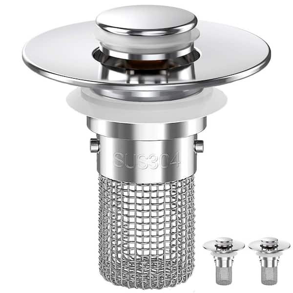 2-Piece Pop-up Sink Drain Strainer with Removable Stainless Steel Strainer Basket in Chrome