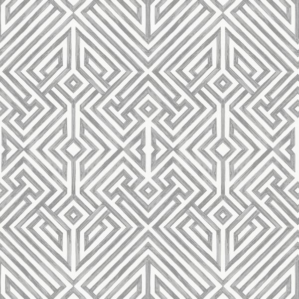 A-Street Prints Lyon Grey Geometric Key Matte Non Woven Wallpaper Sample