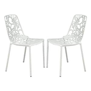 White Devon Modern Aluminum Outdoor Patio Stackable Dining Chair (Set of 2)
