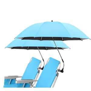 2-Pack 3.2 ft. 360 ° Adjustable Chair Umbrella with Clamp, Beach Umbrella UPF50+ UV Protection, Light Blue
