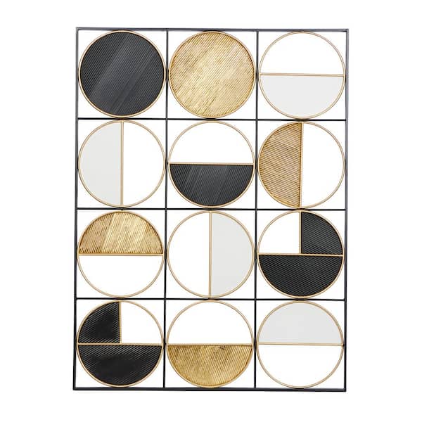 CosmoLiving by Cosmopolitan 30 in. x  40 in. Metal Black Half Moon Geometric Wall Decor with Gold Detailing