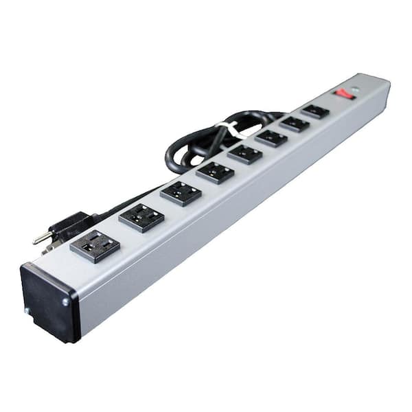 Legrand Wiremold 8-Outlet 15 Amp 2 ft. Long Industrial Surge Power Strip with Lighted On/Off Switch and 6 ft. Cord