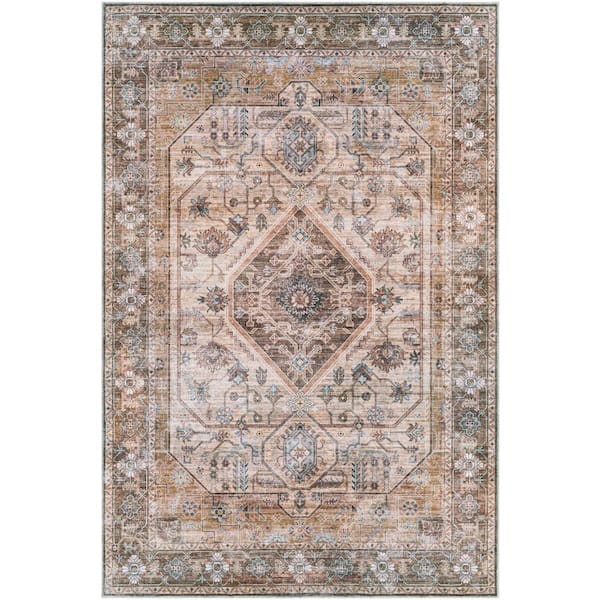Livabliss Gladys Taupe 8 ft. x 10 ft. Indoor Machine-Washable Area Rug