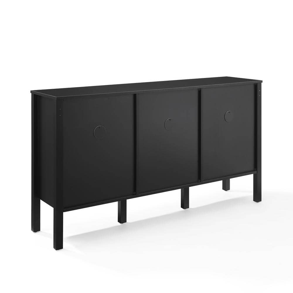 Perry Black Matte MDF Sideboard with Poly-Rattan Mesh Doors