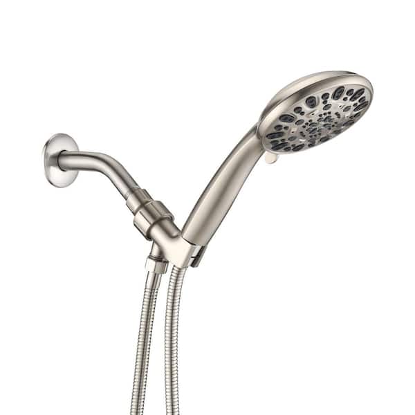 PROOX 7-Spray Patterns with 1.8 GPM 4.72 in. Wall Mount Handheld Shower Head in Brushed Nickel