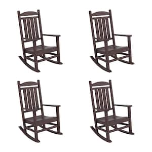 Kenly Dark Brown Classic Plastic Outdoor Rocking Chair (Set of 4)