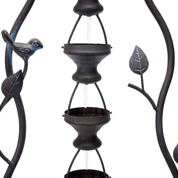 41 in. Tall Indoor/Outdoor Metal Hanging 7-Cup Tiered Floor Water Fountain,  Bronze