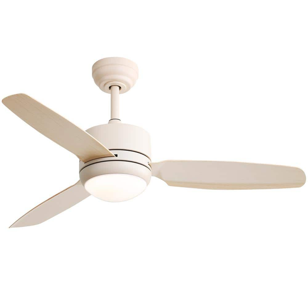 CACI Mall 46 in. Indoor/Outdoor Beige Downrod Modern Ceiling Fan with Integrated LED and 6 Speed DC Remote