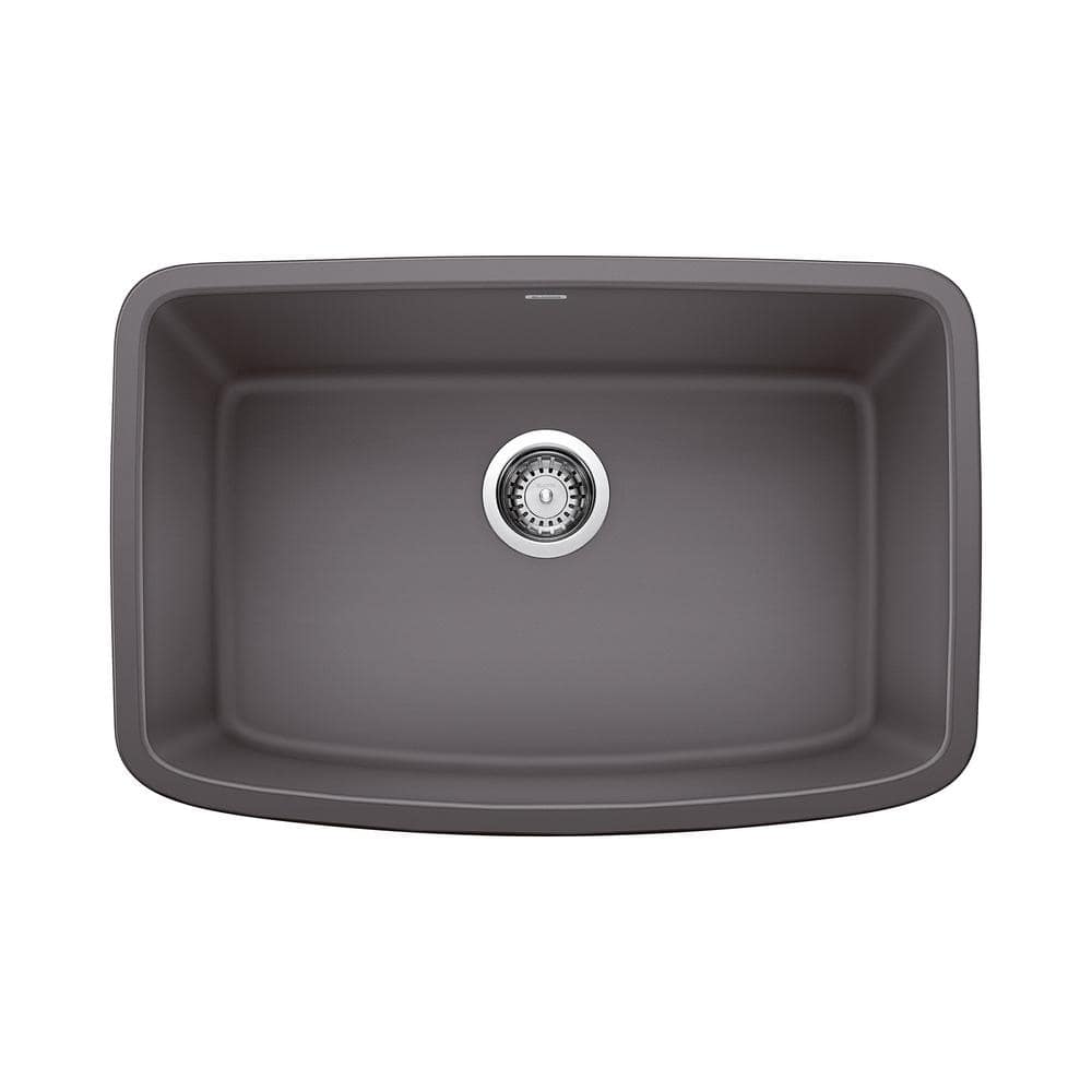 Valea Undermount Granite 27 in. x 18 in. Single Bowl Kitchen Sink in Cinder