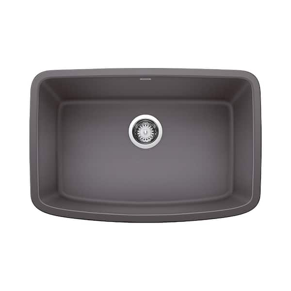 Blanco Valea Undermount Granite 27 in. x 18 in. Single Bowl Kitchen Sink in Cinder