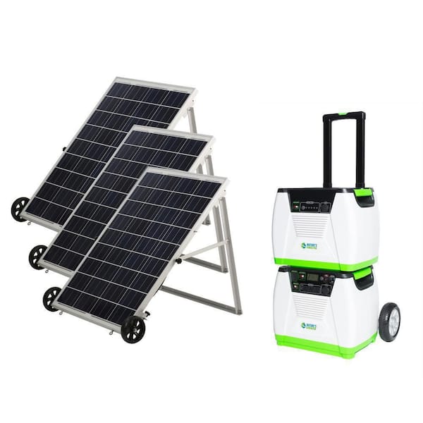 NATURE'S GENERATOR 1800-Watt/2880W Peak Push Button Start Solar Powered Portable Generator with Power Pod and Three 100W Solar Panels