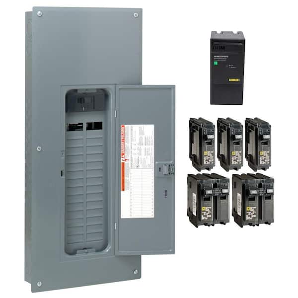 Square D Homeline 200 Amp 30-Space 60-Circuit Indoor Main Breaker Qwik-Grip Plug-On Neutral Load Center with Surge SPD Value Pack