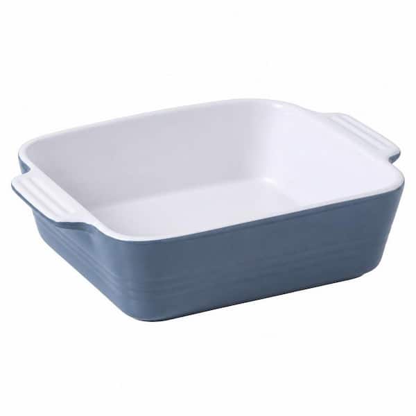 2 Qt. Blue Ceramic Casserole Dishes for Oven, Cake Pan with Handle for Brownie, Lasagna, Casserole, Square Baking Pan