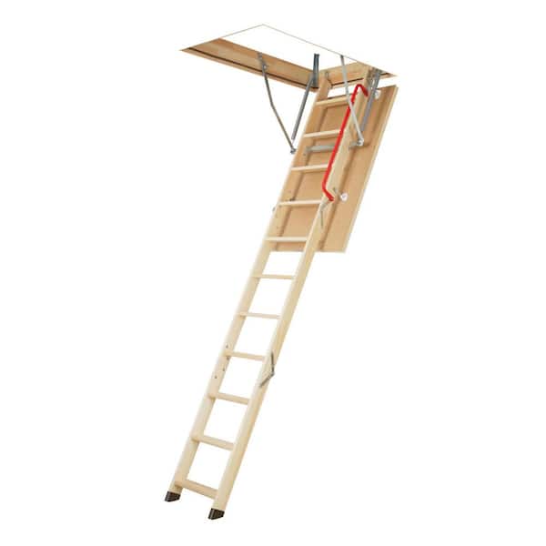 LWP-L 8 ft. 8 in. - 10 ft. 8 in., 25 in. x 54 in. Insulated Wood Attic Ladder with 300 lb. Maximum Load Capacity