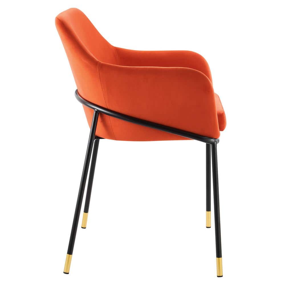 Jovi 23" Black and Orange Velvet Upholstered Arm Chair