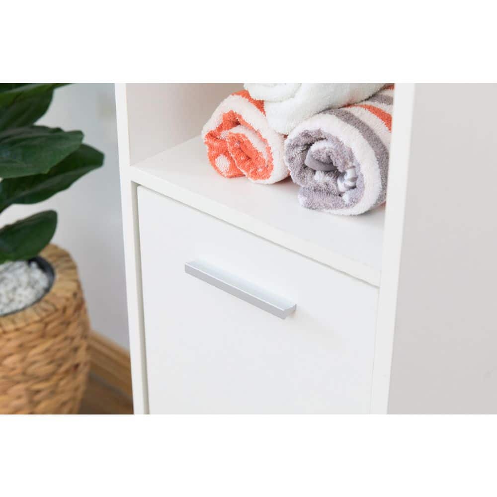 Contemporary White 40.8" Tall Bathroom Cabinet with Adjustable Shelving