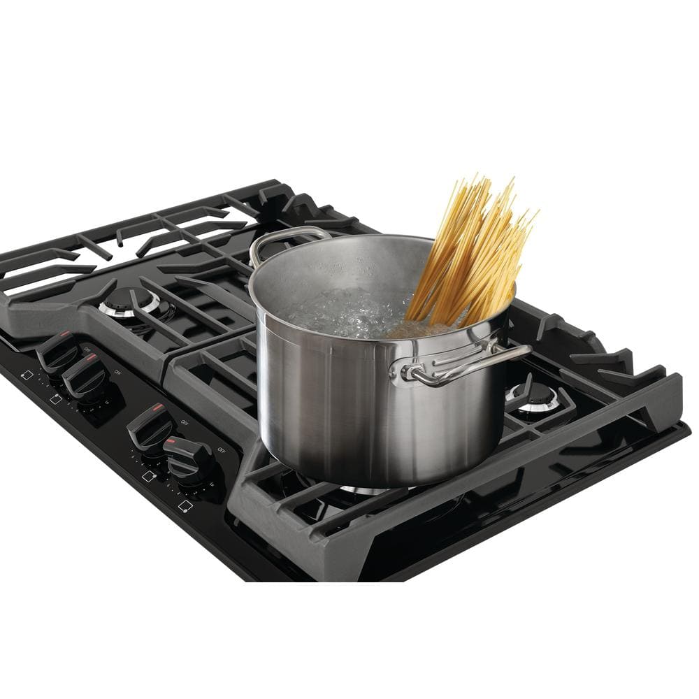 30 Inch Black Cast Iron Gas Cooktop with 4 Burners