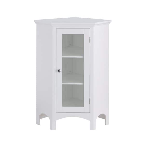 Teamson Home Wilshire 27-7/8 in. W x 32 in. H x 16-1/8 in. D Corner Bathroom Linen Storage Floor Cabinet in White